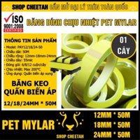 [1 cây – Loại tốt] Băng dính quấn biến áp xung chịu nhiệt max 200°C – Băng keo chịu nhiệt Mylar vàng