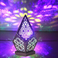 1 chiếc đèn sàn Phong Cách Bohemian bằng gỗ, đèn nhiều màu hình học rỗng sạc USB đèn ánh sáng Phong Cách Bohemian cổ điển, Đèn Led Kim Cương nhiều màu đèn ngủ chiếu 3D Đèn bàn trang trí nhà cửa