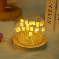 1 Chiếc Hoa Tulip Đèn Ngủ Handmade DIY Tulip Cô Gái Phòng Khách Đèn Ngủ Để Bàn Ánh Sáng Lãng Mạn Xung Quanh Đèn Vàng