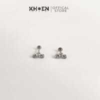 (1 Chiếc) Khuyên 3 hạt đá cong - Titan - Khoen Store