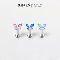 (1 Chiếc) Khuyên tai Bướm đá nhiều màu Titanium G23 - Khoen store