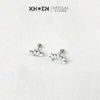 (1 Chiếc) Khuyên tai Đá Opal Trắng - Titanium G23 - Khoen store