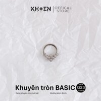 (1 Chiếc) Khuyên tai Tròn nút bật đá 8mm - Titanium G23 - Khoen store