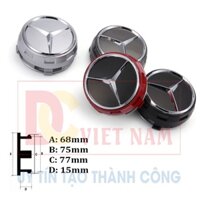 1 chiếc Logo chụp mâm, ốp lazang bánh xe ô tô Mercedes TY-886 Đường kính ngoài 75MM, đường kính trong 76MM