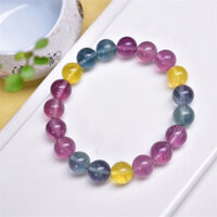 1 Chiếc Màu Tự Nhiên Fluorite Vòng Tay Handmade Pha Lê Thạch Anh Trang Sức Co Giãn Lắc Tay Trẻ Em Quà Tặng Sinh Nhật 10MM