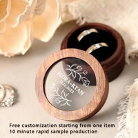 1 Chiếc Miễn Phí Tùy Chỉnh Tròn Bằng Gỗ Đính Hôn Nhẫn Hộp Gỗ Nhẫn Bearer Gối Khắc Nhẫn Gỗ Đề Nghị Khe Đôi Bông Tai Hộp