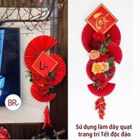 1 chiếc quạt giấy  trang trí 1m,decor ngày tết