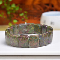 1 Chiếc Ruby Tự Nhiên Trong Zoisite Lắc Tay Pha Lê Handmade Thạch Anh Trang Sức Co Giãn Lắc Tay Trẻ Em Quà Tặng Sinh Nhật 14X16MM