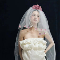 1 Chiếc Rừng Cô Dâu Lãng Mạn Pháp Che Mặt Khăn Đầu Hoa Phong Cách Dài Đẹp Mũ Đội Đầu
