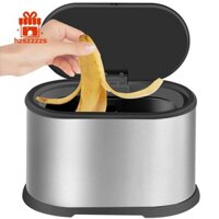 1 Chiếc Thùng Rác Mini Có Nắp 4L Nhà Bếp Nhỏ Compost Thùng Để Bàn Thùng Rác Bạc