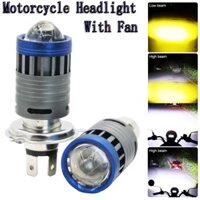 1 Chiếc Tích Hợp Quạt Làm Mát H4 BA20D H6 Bóng Đèn Pha Xe Máy HB2 Hi-Lo Beam Xe Máy LED Đèn Pha Máy Chiếu Trắng Vàng 20W 12V-80V