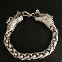1 Chiếc Trung Quốc Tây Tạng Rồng Bạc Vòng Tay Tinh Tế Rỗng Đôi Đầu Rồng Vòng Tay handmade Vòng Tay