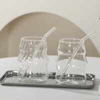 1 cốc uống nước dọc, 1 ống hút thủy tinh, dùng cho cà phê đá, nước soda, đồ uống, sữa, cocktail, quà tặng