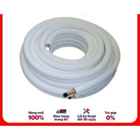 1 CUỘN 15m ỐNG ĐỒNG DÙNG CHO MÁY LẠNH 1hp -1,5hp Phi 6 + 10 độ dày 7 dem có gen đôi cách nhiệt trắng (Ống đồng Malaysia)