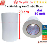 1 Cuộn băng keo 2 mặt trắng, rộng 20cm, dài 50mét, lõi siêu mỏng - Shop Út Lớn