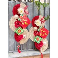 1 đôi sét quạt dài trang trí decor góc tết