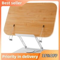 1 Giá Để Sách Có Thể Điều Chỉnh Đọc Sách Với 360°Đế xoay & Đế để bàn có thể gập lại Riser Hợp kim nhôm màu bạc & gỗ + Gỗ tre cho sách, công thức, máy tính xách tay