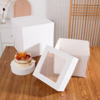 1 Giấy Trắng Gấp Bánh Sinh Nhật Hộp Nướng Món Tráng Miệng 10 / 12 inch Bánh Dùng Một Lần Bao Bì Hộp Quà Tặng