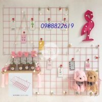 1 GIỎ SẮT +2 KHUNG LƯỚI TRANG TRÍ Size 37x47cm. Tặng kèm 10 kẹp gỗ xink.