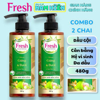 [1 Gội Tặng 1 Xả ] Combo 2 Chai Dầu gội Fresh Thảo Mộc Dưỡng Sinh Gừng Và Bưởi - Dưỡng Tóc Hư Tổn - Chai 480g