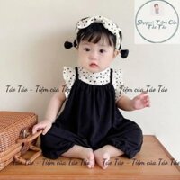 1 (HÀNG CÓ SẴN )  Yếm chấm bi kèm áo có tặng nơ buộc đầu, tặng tất trắng cho bé 5-13kg