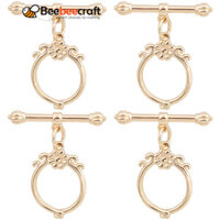 1 Hộp 10 Chiếc Đồng Thau Chuyển Đổi Nhẫn Có Hoa Mạ Vàng Nhẫn: 18.5x13x2mm Lỗ: 1mm Thanh: 22x5x3mm Lỗ: 1mm