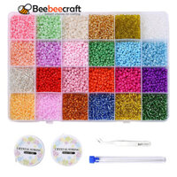 1 Hộp DIY Trang Sức Tìm Bộ Dụng Cụ Hạt Thủy Tinh Tròn 3 Mm Bao Gồm Nhíp Kim Thép Sợi Co Giãn Và Ống Thử Nhựa Hạt Màu Hỗn Hợp: 6000 Cái / hộp