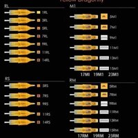 [1 Hộp] Kim vàng thế hệ mới đủ các loại và kích cỡ, Kim xăm máy pen đi nét hộp 20 kim-