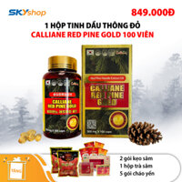 1 Hộp tinh dầu thông đỏ Hàn Quốc Calliane Red Pine Gold 100 viên - Tặng 1 hộp trà sâm Wongin-T Ginseng Tea + 2 gói kẹo sâm + 5  gói cháo yến Thiên Hoàng