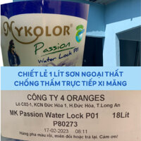 1 LÍT (SƠN CHIẾT LẺ) Sơn MYKOLOR PASSION WATER LOCK P01 sơn ngoại thất, sơn chống thấm trực tiếp tường chuyên dụng