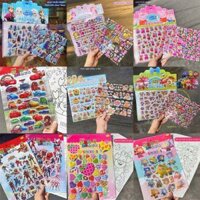 (1 Mảnh) Hình Dán Sticker 3D In Nổi Cho Bé Trai Bé Gái Nhiều Hình Đa Dạng Kuromi Sanrio Công Chúa Siêu Nhân Động Vật