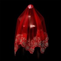 1 mảnh khăn che mặt vuông lưới mềm màu đỏ mới của cô dâu Đám cưới Trung Quốc