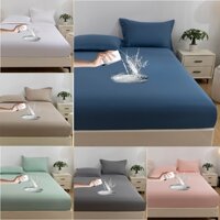 1 Máy Tính 100% Polyester Mới Thân Thiện Với Da Chống Thấm Nước Mũ Giường Màu Trơn Giường Đơn Được Trang Bị Tấm Co Giãn 160x200 200x220 Giường Đôi Kích Thước