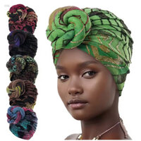 1 Máy Tính Hoa Văn Châu Phi Mũ Turban Nút Thắt Đầu Quấn Hoa Co Giãn Hijab Chemo Mũ Khăn Trùm Đầu Bò Mũ Rụng Tóc Khăn Mũ