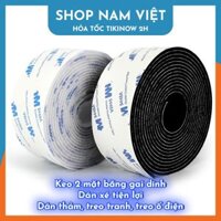 1 Mét Cuộn Keo 2 Mặt Băng Gai Dính Velcro Dán Xé Treo Đồ, Treo Ổ Điện, Treo Tranh Tiện Lợi - Đen 5cm1m