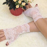 1 * Mùa Hè Mới Thời Trang Dạ Hội Trang Phục Nữ Duyên Dáng Họa Tiết Hoa Nữ Fingerless Găng Tay Ren Đảng Cô Dâu