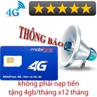 [1 NĂM KHÔNG NẠP TIỀN] SIM 4G MOBI MDT250 TẶNG 48GB/NĂM