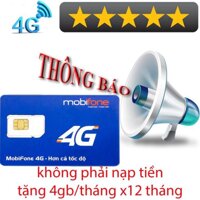 [1 NĂM KHÔNG NẠP TIỀN] SIM 4G MOBI MDT250 TẶNG 48GB/NĂM