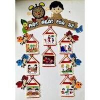 1 ngày của bé - đồ mầm non trang trí nhà cửa - mô phỏng công việc hằng ngày của trẻ