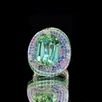 1 Nhẫn Tourmaline Xanh Bạc Hà Sang Trọng Phong Cách Âu Mỹ Cổ Điển