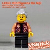 [1 Nhân Vật] LEGO Minifigures Bà Nội (Bà Ngoại) Mặc Áo Gấm Hoa - LEGO Grandmother in Floral Shirt Minifigure