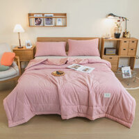 1 PC Kẻ Sọc Màu Hồng Phong Cách Bắc Âu Chăn Đậu Nỉ Mùa Hè Giặt Cotton Mềm Điều Hòa Thoải Mái Đơn Nữ Hoàng Kích Thước Bé