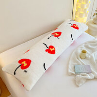 1 PC Red Heart Print Milk Velvet Bolster Cover Vỏ gối dài đôi thân thiện với da mềm mại