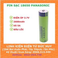 1 PIN SẠC 18650 PANASONIC ( ĐẦU LỒI ) - 2600maH - 3.7V - DÒNG XẢ LIÊN TỤC 5A