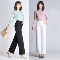 1 Quần tây công sở ống suông rộng, ống đứng, dạng cullotes sang trọng, nữ tính - Màu Đen - SIZE L DƯỚI 57KG bụng 78-2, mông 92- 2 dài quần 93cm