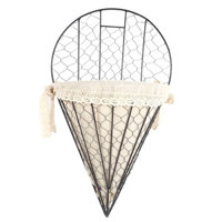 1 Quạt Hình Sắt Nghệ Thuật Mây Dệt Giỏ Hoa Côn Khung Sắt Vải Treo Giỏ Hoa Treo Tường Treo Hoa (Màu Be Đen) Giá Bán Buôn