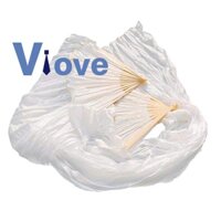 1 Quạt Múa Bụng Trung Quốc Bằng Lụa 100% Màu Trắng 180x90Cm