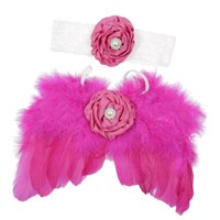 1 Set Lovely Baby Angel Wings Costume Photo Prop Fairy Feather White - Rose red