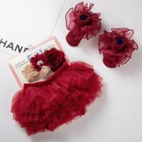 1 set Váy Xòe tutu + Băng Đô Hoa + Vớ Ren Chụp Ảnh Cho Bé