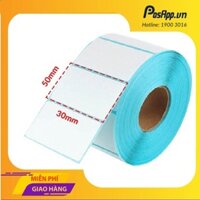 1 thùng - 100 cuộn giấy in mã vạch, tem nhiệt khổ 50x30mm hàng loại 1